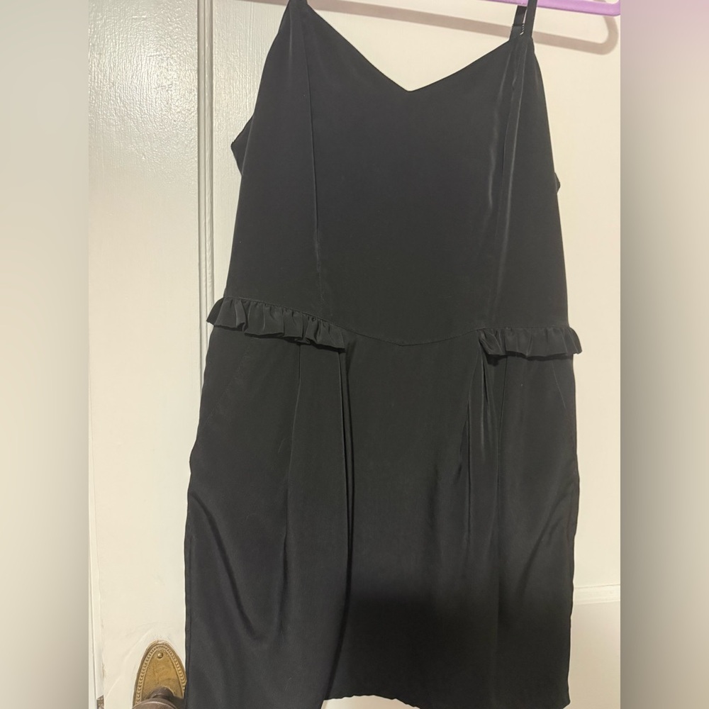 Black Mini Dress with Ruffle PocketDetail